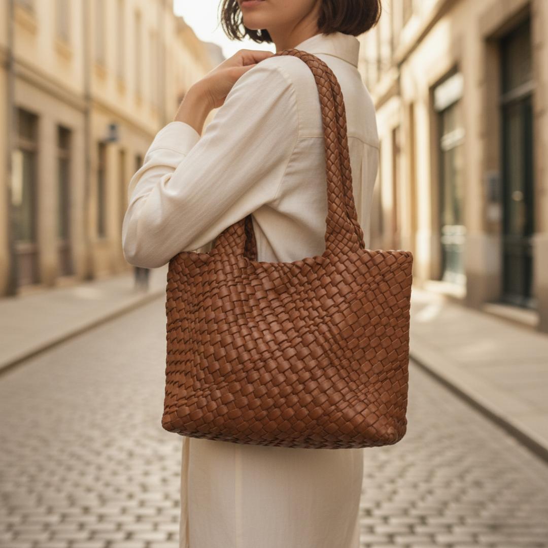 Avery | Geflochtene Leder-Shopper-Tasche