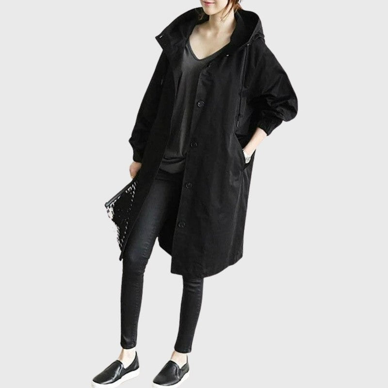 Audra | Relaxed Hooded Long Trench Coat