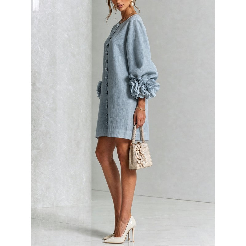 Anita | Floral Appliqué Cuffs and Button Front