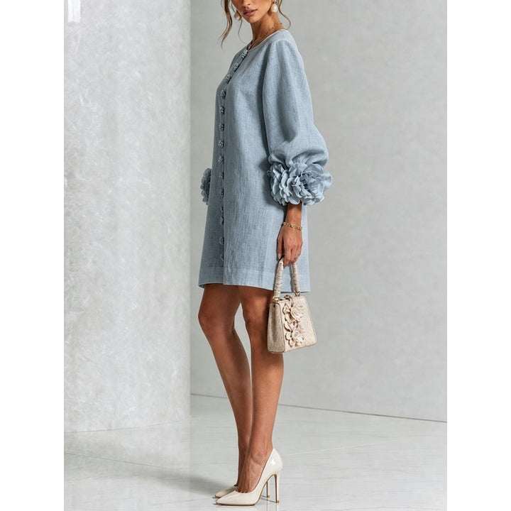 Anita | Floral Appliqué Cuffs and Button Front