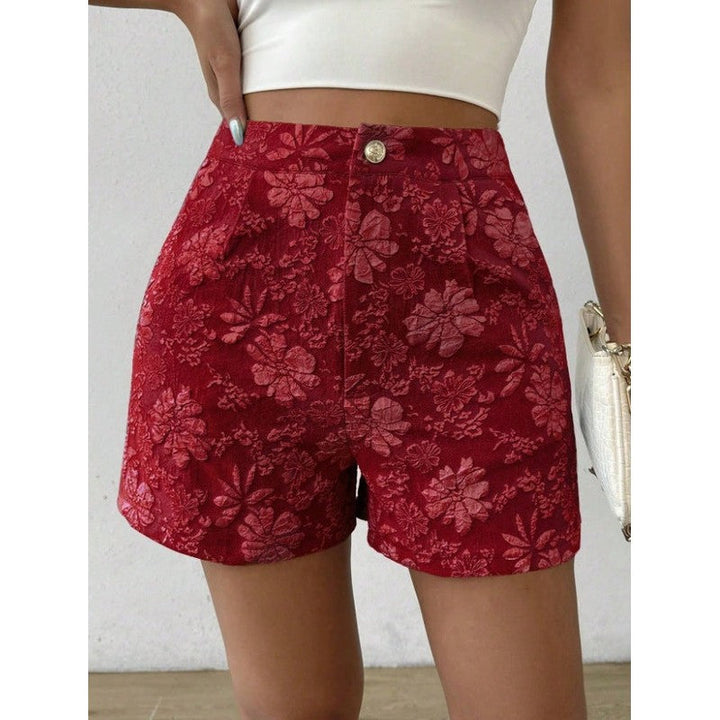 Isabelle | Short taille haute en jacquard floral