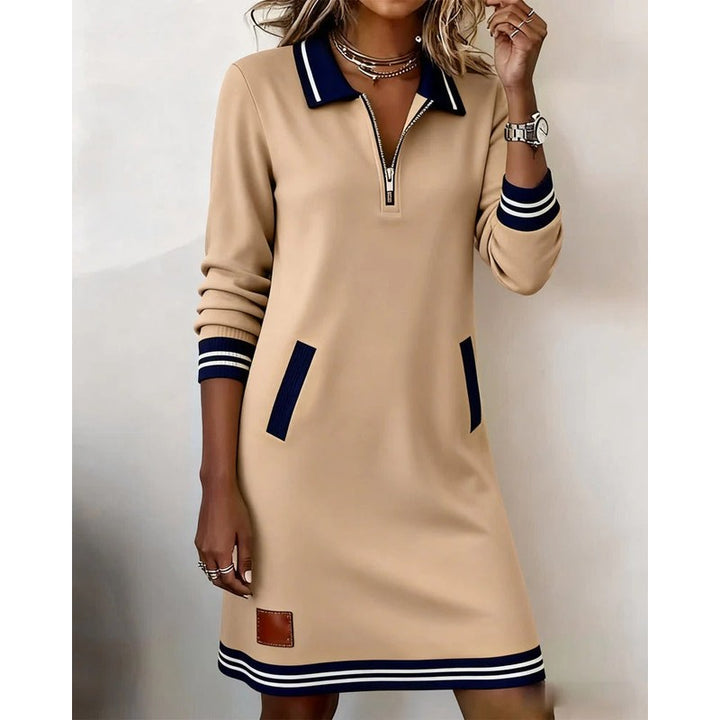 Rosalind | Striped Zip-Front Polo Dress