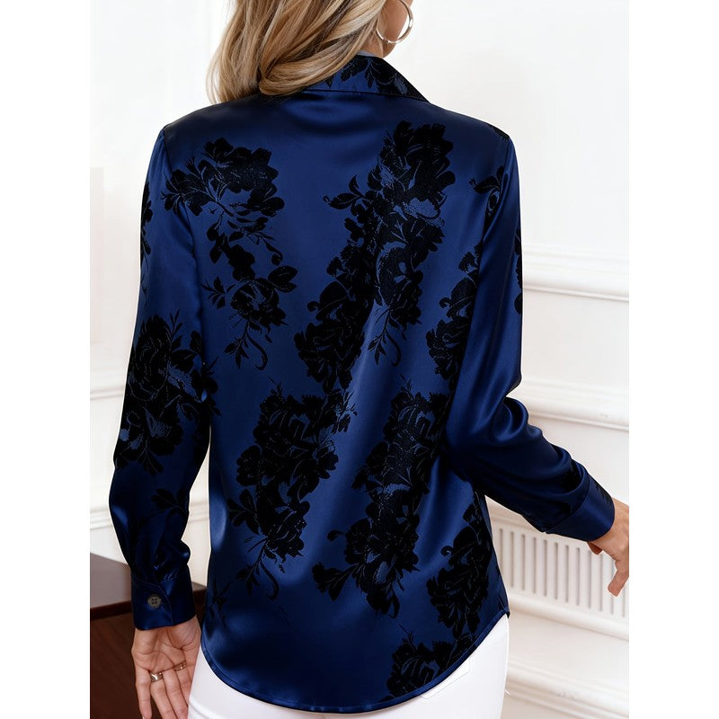 Cecily | Floral-Print Relaxed-Fit Button-Front Blouse