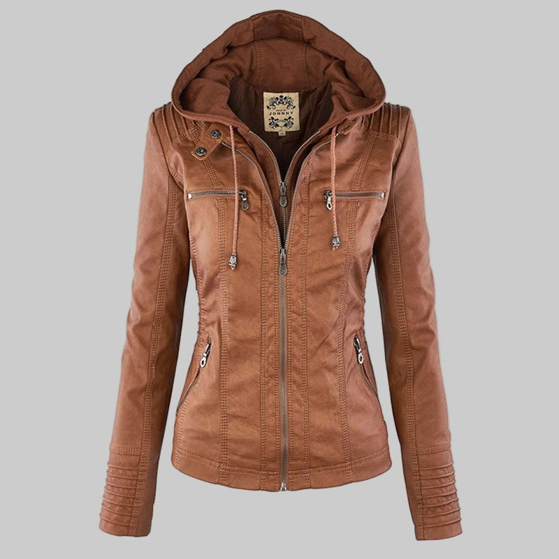 Callista | Slim-Fit Zip-Front Moto Jacket