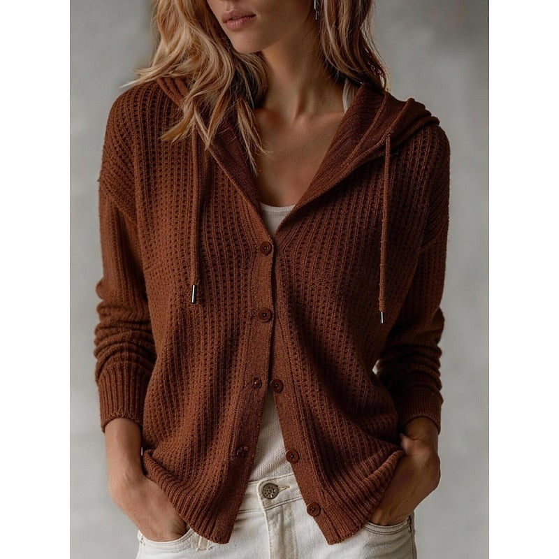 Frances | Relaxed Hooded Button-Front Cardigan