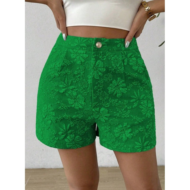 Isabelle | Short taille haute en jacquard floral