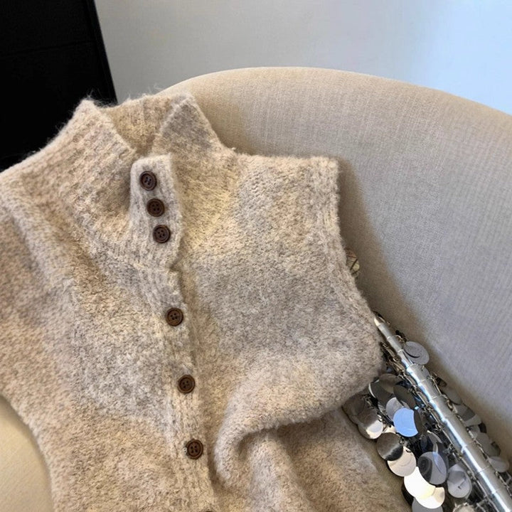 Sophie | Ribbed Collar Sleeveless Cardigan