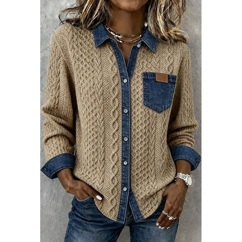 Colette | Contrast Panel Button-Up Shirt