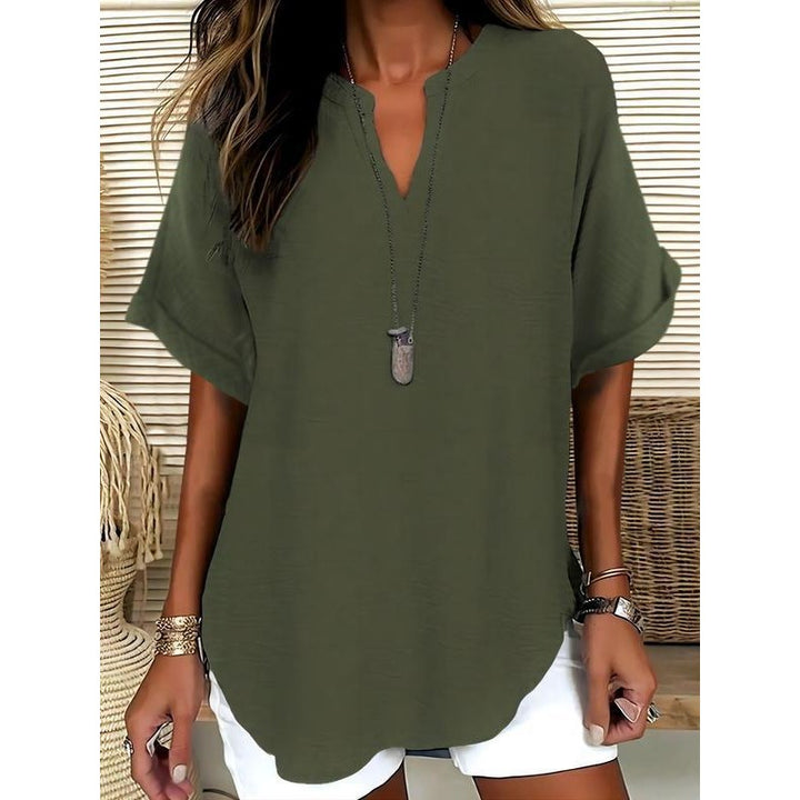 Women’s Blouse | Relaxed V-Neck Short-Sleeve