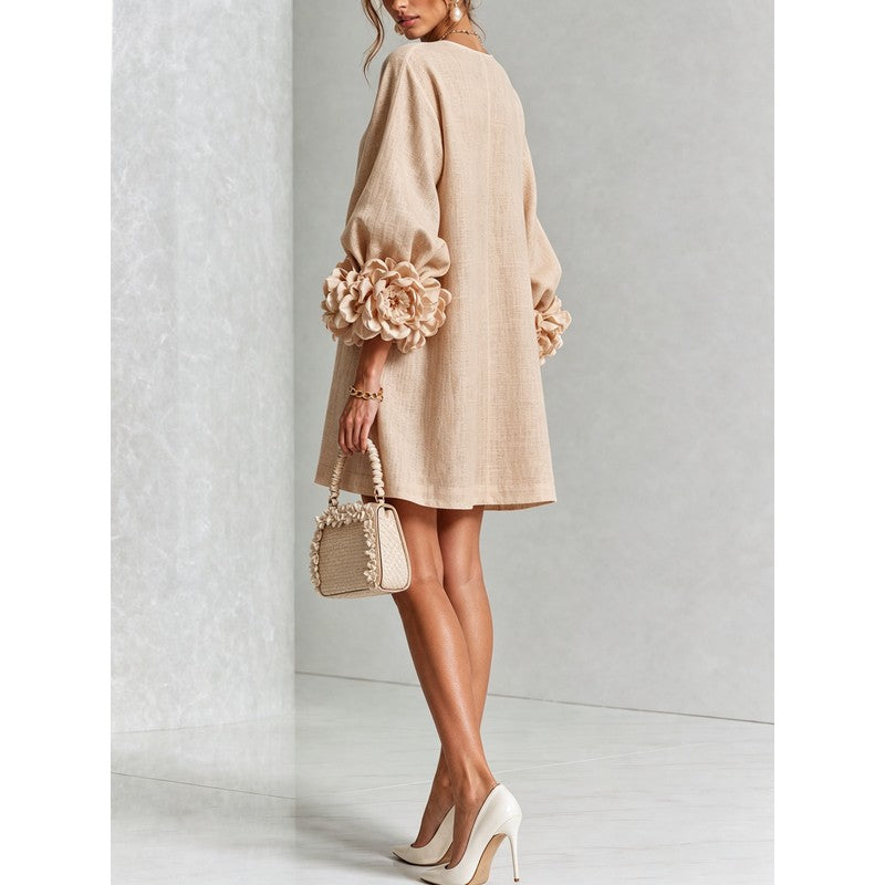 Anita | Floral Appliqué Cuffs and Button Front