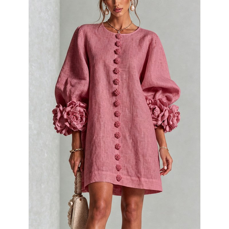 Anita | Floral Appliqué Cuffs and Button Front