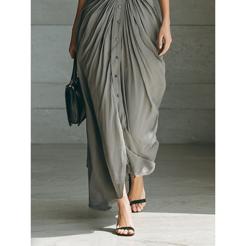 Zahara | Pleated Draped Maxi Dress