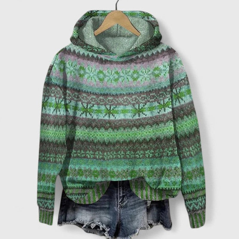 Elyvanyah | Retro Jacquard Hooded Sweatshirt