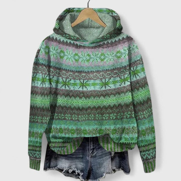 Elyvanyah | Retro Jacquard Hooded Sweatshirt