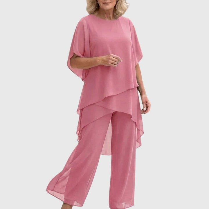 Chiara | Completo con top drappeggiato e pantaloni palazzo