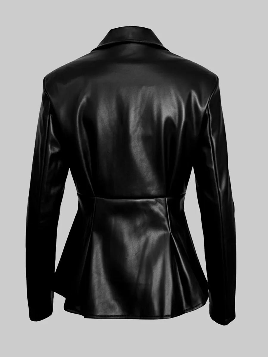 Anastasia | Casaco em pele com peplum para mulher