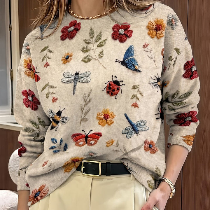 Elsie | Relaxed Fit Botanical Print Sweater