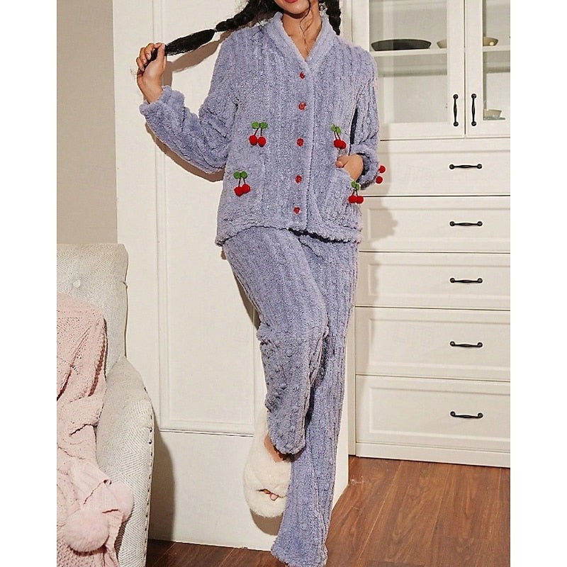 Maribel | Two-Piece Lounge Set with Cherry Appliqués