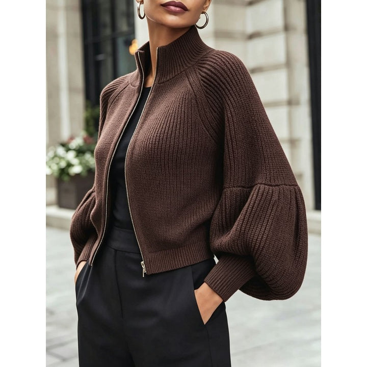 Gwyneth | Cropped Zip-Up Knit Cardigan