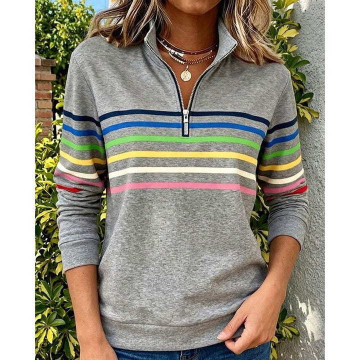Ellie | Multicolor Stripe Quarter-Zip Sweater