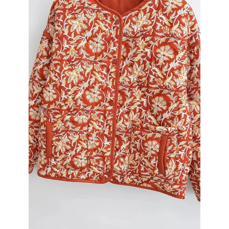 Ivy | Quilted Floral Zip-Front Jacket