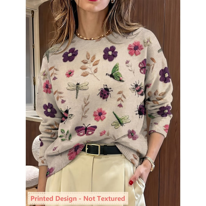 Elsie | Relaxed Fit Botanical Print Sweater