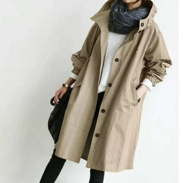 Women's Oversized Hooded Button-Front Coat