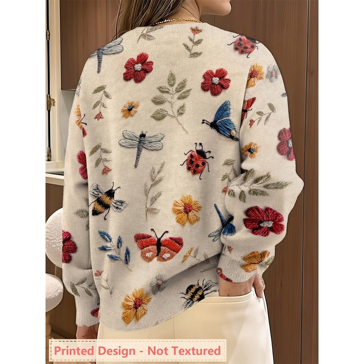 Elsie | Relaxed Fit Botanical Print Sweater