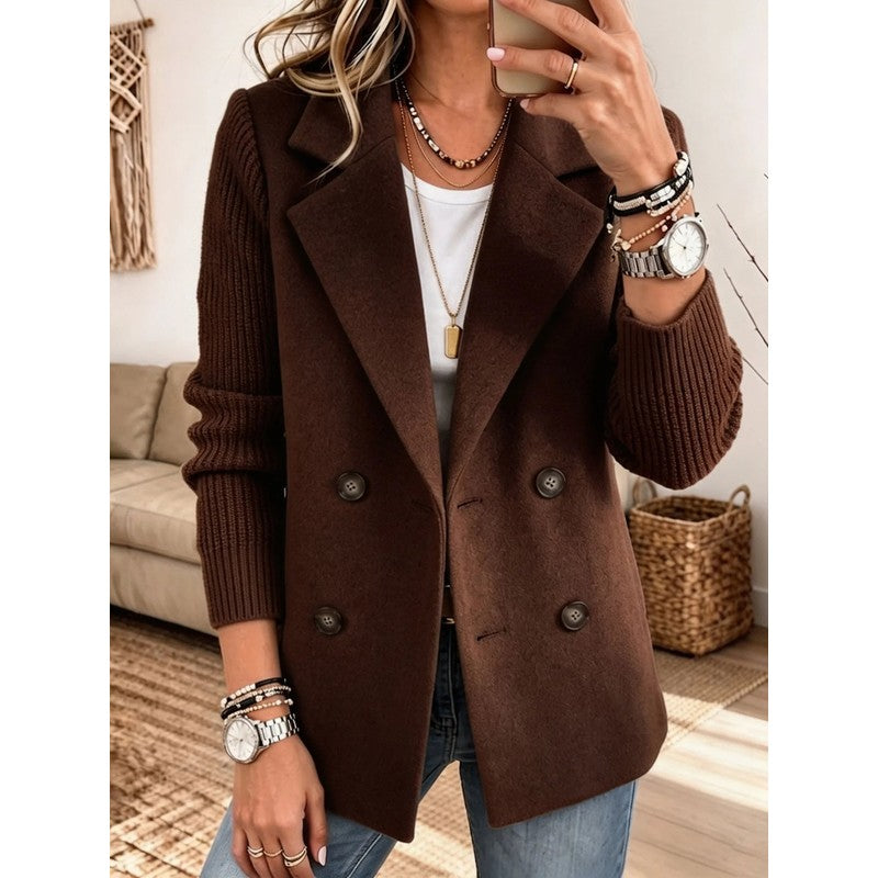 Carla | Two-Tone Knit-Sleeve Blazer