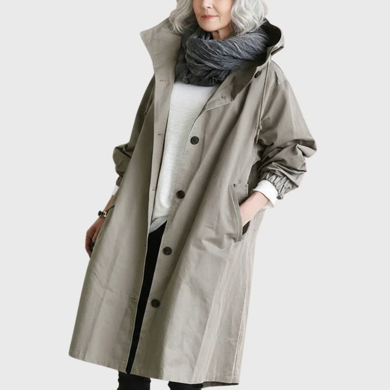 Audra | Relaxed Hooded Long Trench Coat