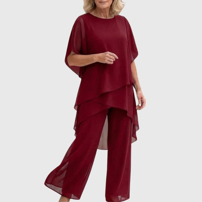 Chiara | Completo con top drappeggiato e pantaloni palazzo