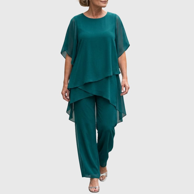 Chiara | Completo con top drappeggiato e pantaloni palazzo