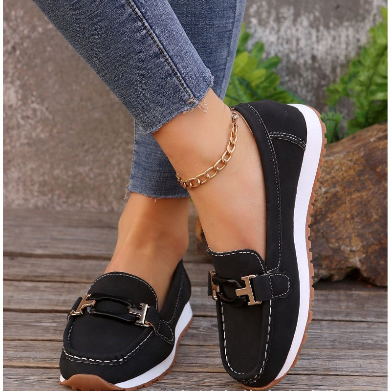 Dahlia | Chain Trim Wedge Loafers
