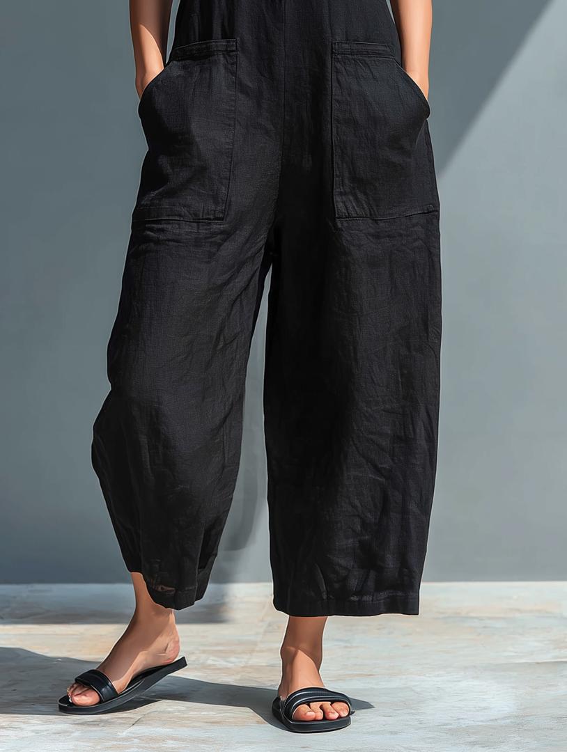Sloane | Tuta senza maniche minimalista da donna con colletto alto e bottoni