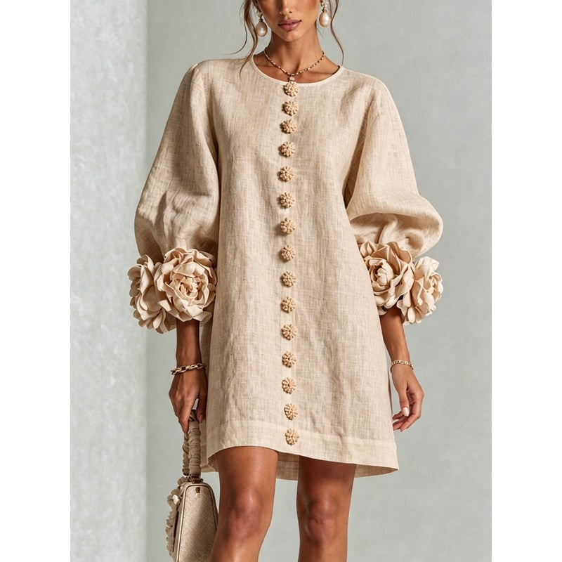Anita | Floral Appliqué Cuffs and Button Front