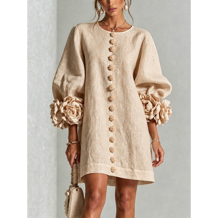 Anita | Floral Appliqué Cuffs and Button Front