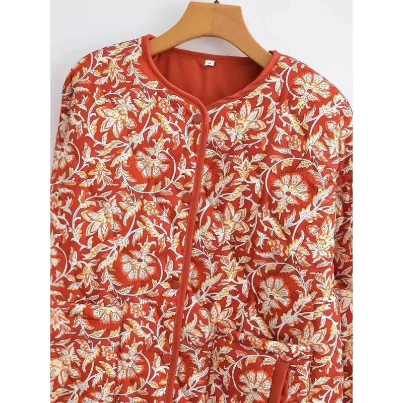 Ivy | Quilted Floral Zip-Front Jacket
