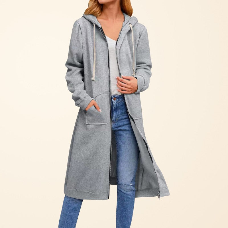 Women's Cardigan | Longline Zip-Up Hooded Style