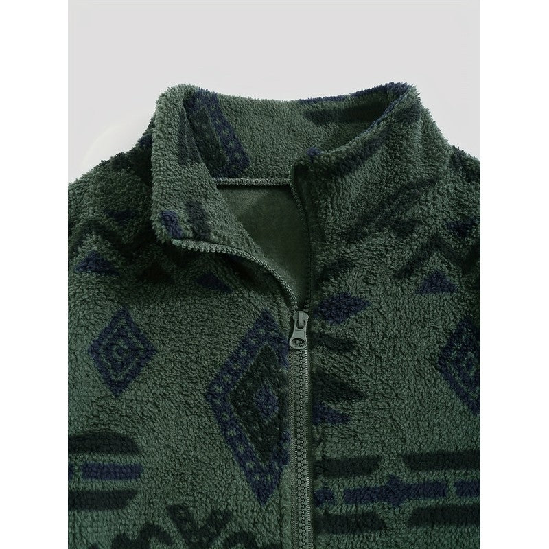 Carmen | Geometric Pattern Zip-Up Jacket