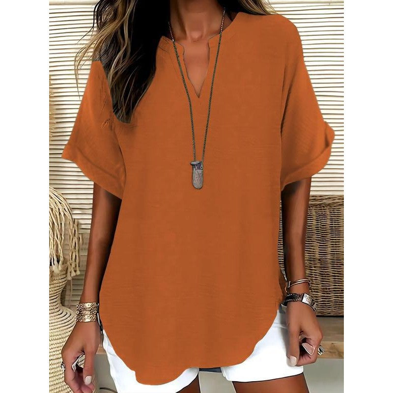 Women’s Blouse | Relaxed V-Neck Short-Sleeve