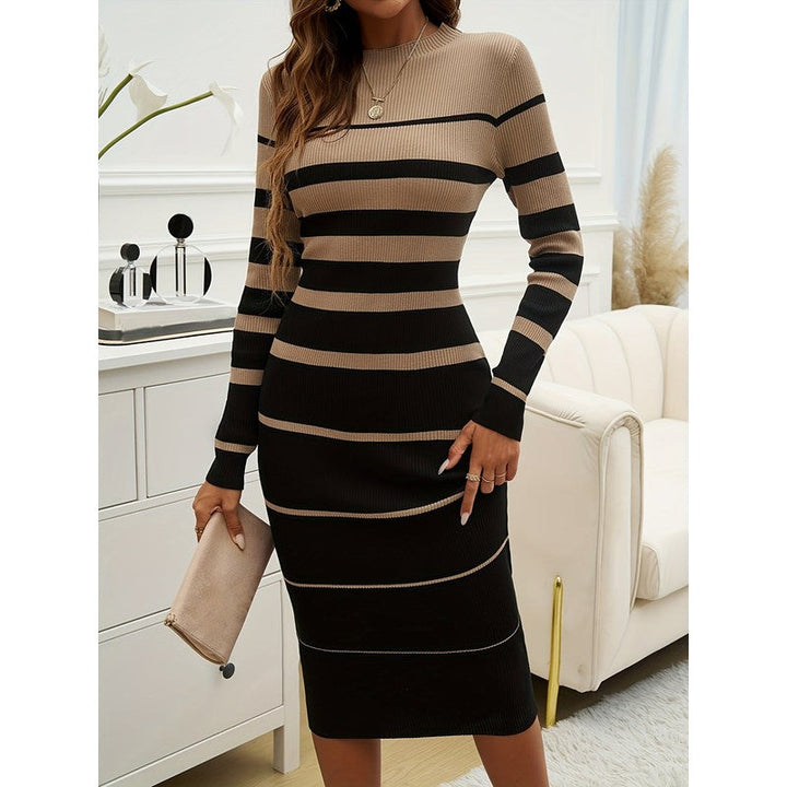 Sophia | Striped Bodycon Mid-Length Sweater Dress