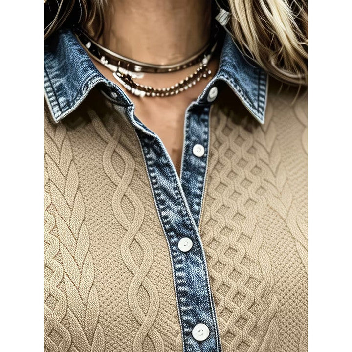 Rowan | Camicia con pannelli intrecciati e bordi a contrasto
