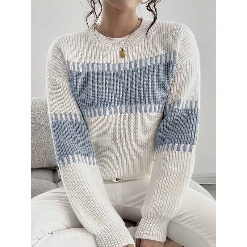 Clara | Colour-Block Striped Cropped Pullover
