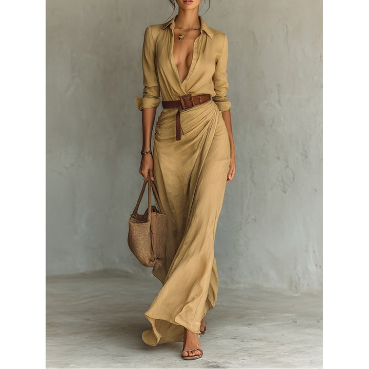 Victoria | Button-Front Lapel Maxi Dress