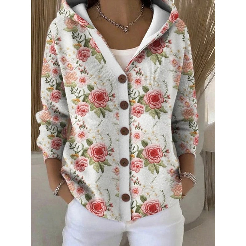 Vanessa | Fluid Button-Front Abstract Print Cardigan