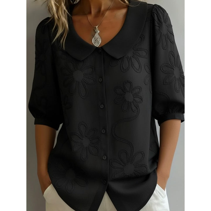 Alyssa | Floral Embroidered Button-Down Blouse