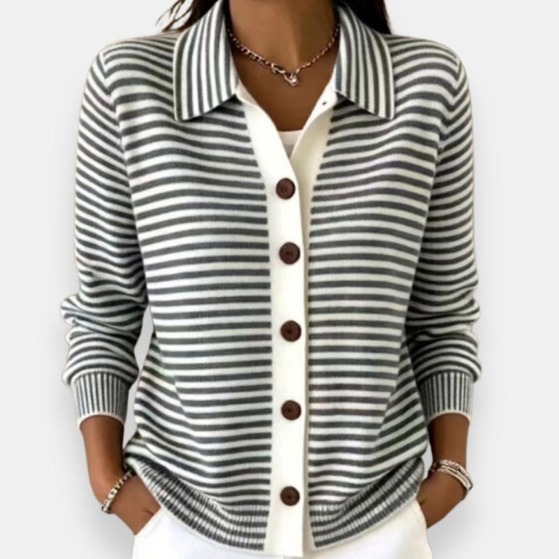 Greta | Striped Button Cardigan