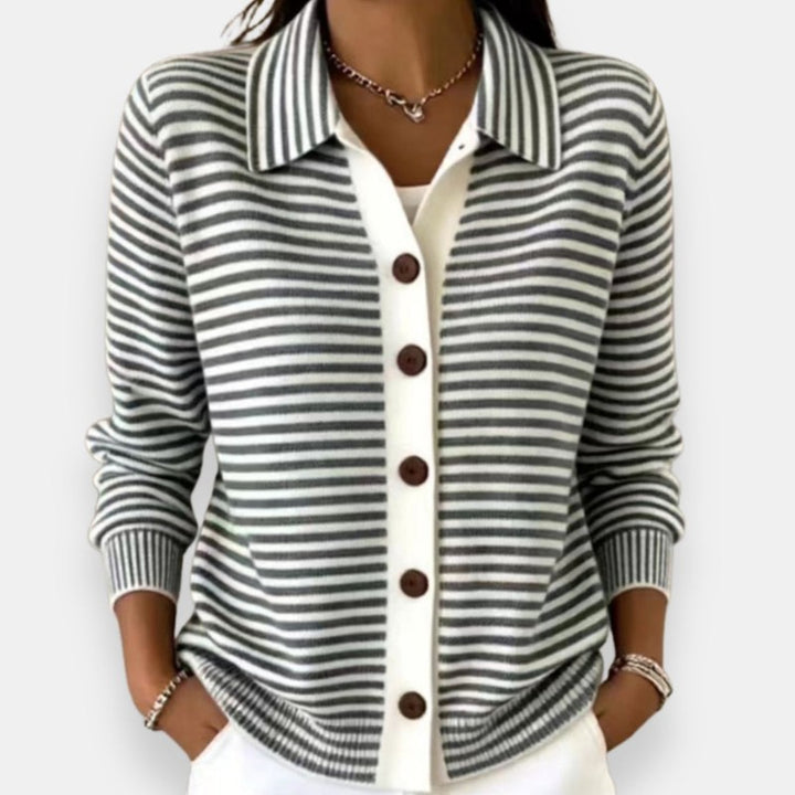 Greta | Striped Button Cardigan