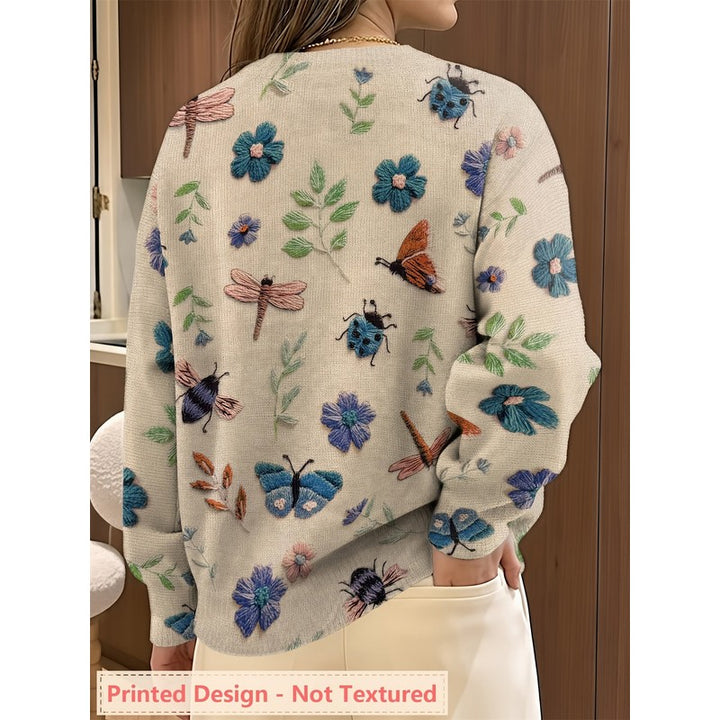 Elsie | Relaxed Fit Botanical Print Sweater