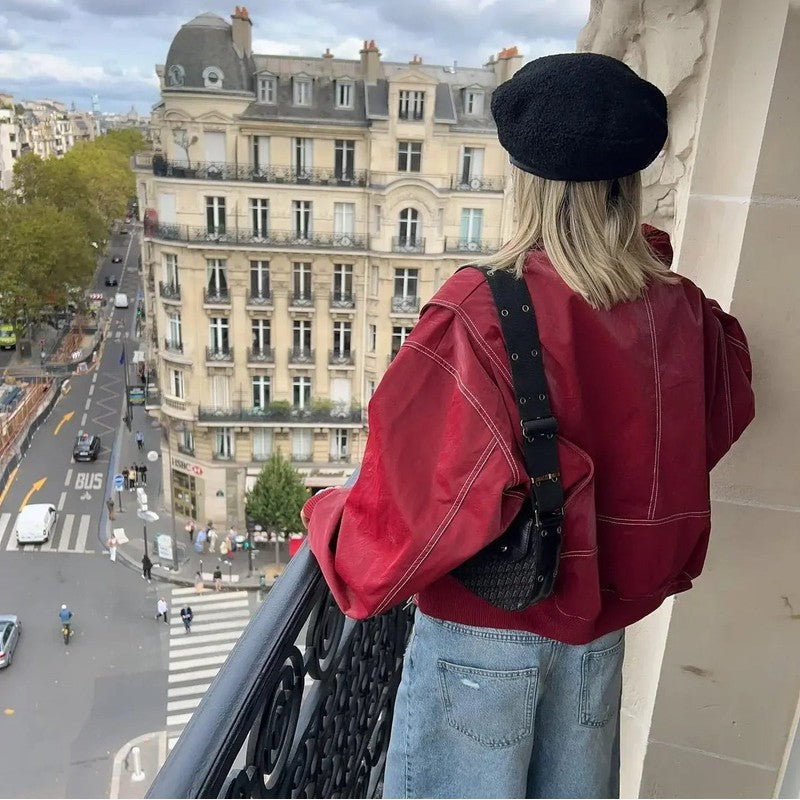 Renée | Oversized Point-Collar Bomber Jacket